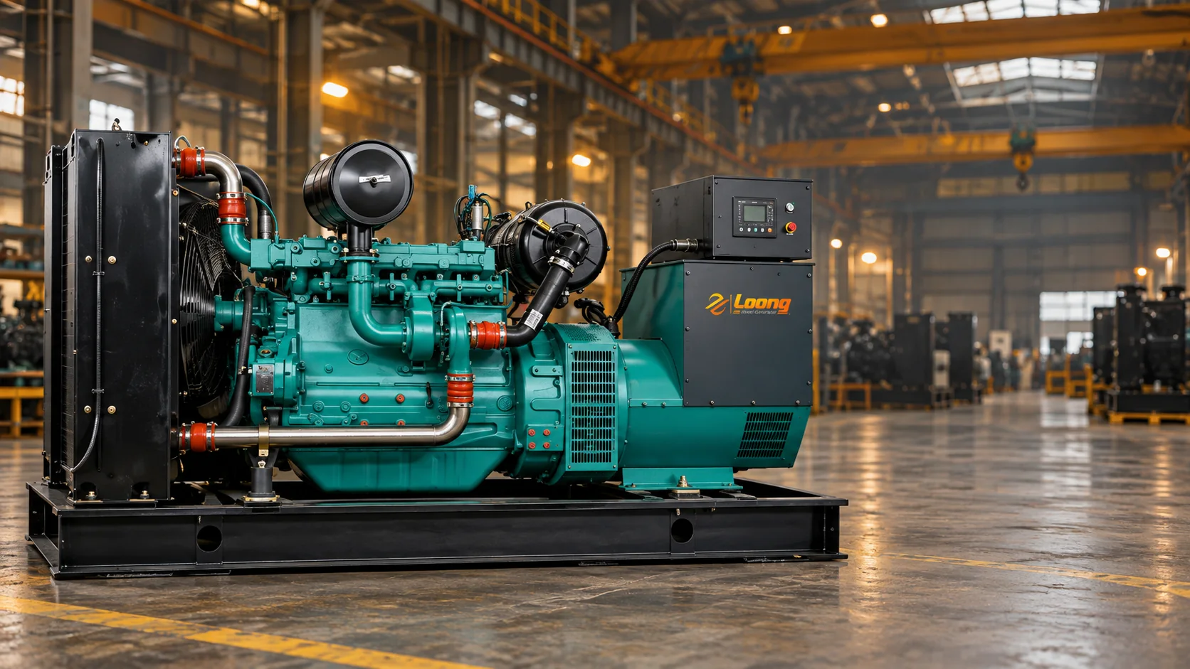 LOONG open frame diesel generator in a manufacturing facility