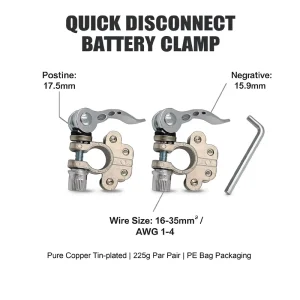 1 Pair Automotive Screw Terminal Connector with Quick Release Lever Tin Plated Aluminium Alloy for Auto Truck RV Marine