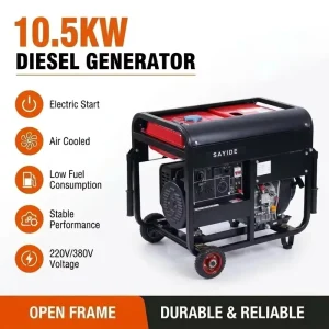 10.5kW Diesel Generator 10500W Open Frame Portable Diesel Generator Electric Start Air Cooled Generator for Home Backup Power
