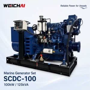 100 Weichai WP6 6 Cylinder Marine Generator Set 100kW 125KVA 1500RPM Water Cooled for Auxiliary Power Cargo Vessel Workboat