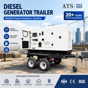 100kVA-150kVA Mobile Trailer Diesel Generator Silent Type 1500rpm 50Hz 60Hz High Efficiency Soundproof Power Generator