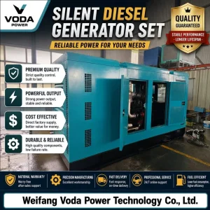 100kW Silent Diesel Commercial Generator 200kVA 250kW 50 60Hz Water Cooled 24V DC Electric Start ISO CE Certified Generator