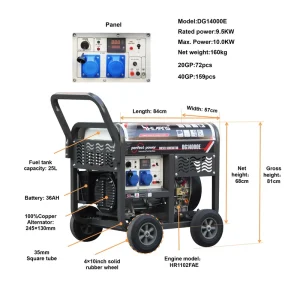 10KW 12KVA Single Cylinder Engine 1102 Three Phase Diesel Generator Open Frame 50/60Hz ATS
