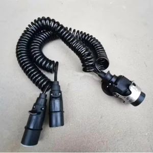 15-pin 2*7 Trailer Connector Copper Telescopic Spiral Cable with Hose 6M