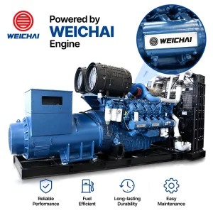 1500kVA Open Frame Diesel Generator Set Weichai Engine 1500rpm Continuous Duty Power System ISO 8528 for Data Center