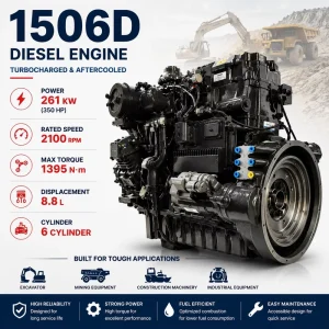 1506D Diesel Engine C9 Replacement 350HP 261kW 6 Cylinder Turbocharged Engine for Generator Set Mining Equipment