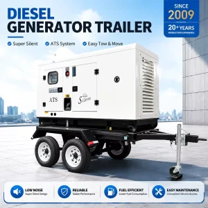 150kVA Three phase Four wire Trailer Mounted Diesel Generator Set ATS Mobile Silent Soundproof Type 1500rpm Industrial Grade