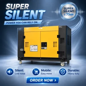 15kVA Silent Diesel Generator Small Portable Soundproof Generator 12kW Power Generator 220V with Wheels 50Hz