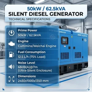 15kW Single Silent Diesel Generator Set CE EPA Certified for Cummins Engine Trailer Type 50 60Hz Easy Maintenance Parallel Ready
