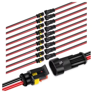16AWG Waterproof 2 Pin Wire Series Terminal Connector Rubber Insulated Wiring Harness for Automobile Use