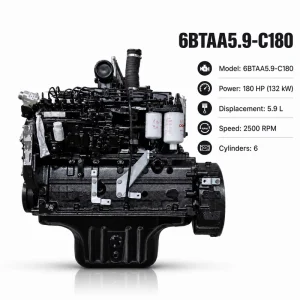 180hp 2500rpm Water Cooled Motor 6BTAA5.9-C180 Diesel Engine for Water Pump and Industrial Power