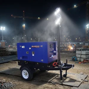 20 25 30 35 40 50KVA Mobile Light Tower Welder Silent Diesel Generators Soundproof 1/3 Phase Diesel Generator Construction Site