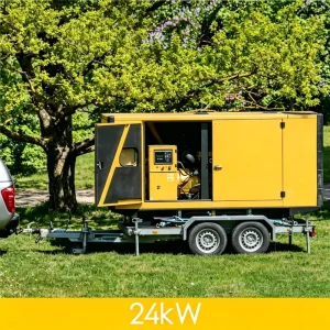 24kW 30kVA Brushless Alternator AVR Mobile Trailer Mounted Silent Type Diesel Generator with ATS