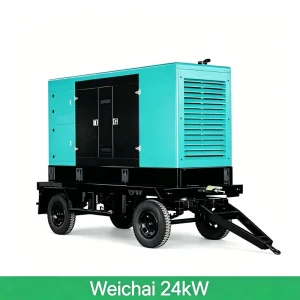 24kW 30kVA Diesel Generator, Low Noise, Trailer Mounted, Farm