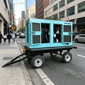 25kVA 30kVA 20kW Road Towable Mobile Silent Generator Set ATS Auto Start 4-Cylinder 3.9L IP23 for Home Emergency Camping