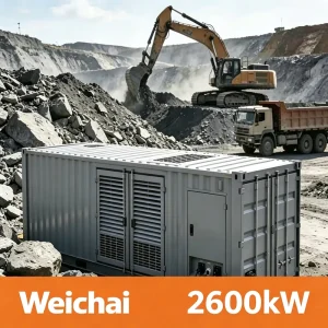 2600kW 3250kVA ATS Pure Copper Alternator Powered by Weichai for Port Soundproof Silent Type Industrial Diesel Generator Set