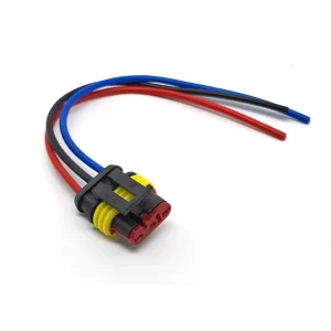 3 Pin Copper 12V 15A Female Ignition Coil Pigtail Plug Pre Assembled Automotive Waterproof IP67 Wiring Harness Connector