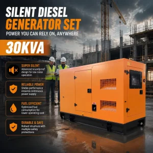 30KVA Cummings Silent Diesel Generator AVR Automatic Voltage Regulation 50 60Hz Universal Frequency Remote Control Single Phase