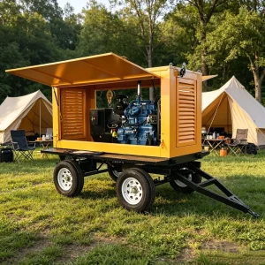 30kW 50kVA Waterproof Diesel Generator Trailer Type Vehicle Mounted 3 Phase AVR Remote Control for Rent Camping Emergency Power