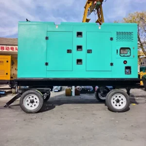 375KVA 300KW Mobile Silent Diesel Generator Set Low Noise 3 Phase Electric Start Portable Emergency Backup ATS