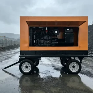 375kVA 300kW Trailer Mounted Diesel Generator Set Rainproof Canopy IP23 540A 3 Phase 400V for Outdoor Construction Site