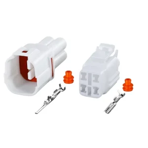 4 Pin Waterproof Automotive Connector Kit Male Female with Orange Sealed Terminals for Motorcycle and Car Wiring