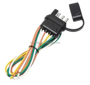 4-Way Flat Plug with Cover 36″ Cable 18awg Male Connector for Trailer Parts & Accessories 4-way Flat Plug Connectors