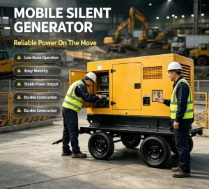 4 Wheels Silent Diesel Generator 100KVA 80KW Trailer Mounted Silent Genset for Outdoor Construction