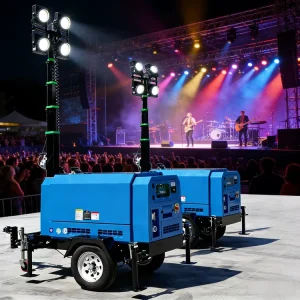 403F 11G EPA 4F Certified Mobile Emergency 7-10KW Water Cooling Silent Diesel Generator Light Tower White IP67