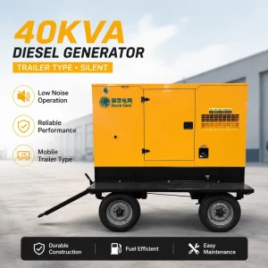40kVA 50KVA Silent Diesel Generator with Trailer 3 Phase Mobile Standby Power Water Cooled Electric Start Genset