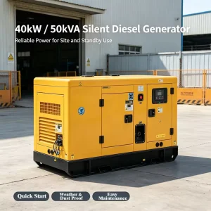 40kW 50kVA Silent Diesel Generator 3 Phase 60Hz 220V with ATS Remote Start Soundproof Power Genset for Commercial Building
