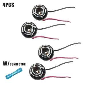 4pcs 1156 Plugs 180° BA15s P21W Pre-wire Bulbs Female Sockets Wiring Pigtail