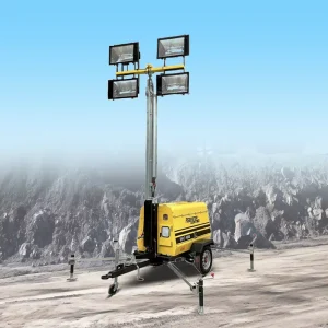 4x1000W Manual Light Tower Diesel Generator Mobile Trailer Telescopic Mast Outdoor Night Work Light