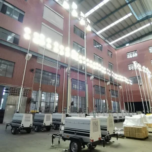 4x350W LED Light Tower Diesel Generator Manual Mast Mobile Trailer Outdoor Use Lighting Tower