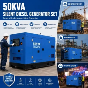50KVA Silent Diesel Generator Set 50 60Hz Industrial Emergency Power Supply