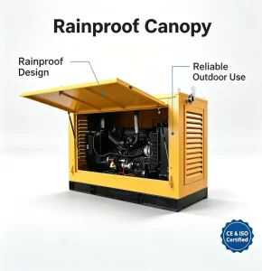 50kW 62.5kVA Diesel Generator Rainproof Canopy Set 4-Cylinder 3 Phase for Factory Construction Farm Commercial Backup