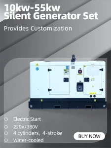 55KW 50Hz Super Silent Diesel Generator Set 4 Stroke Water Air Cooled 4 Cylinders AC Single 3 Phase 110V 220V 380V ATS ISO9001