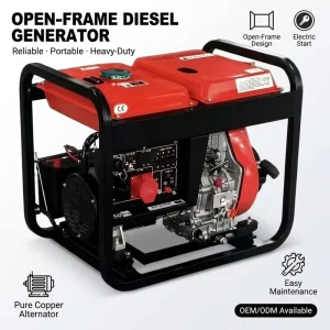 5KW Open Frame Diesel Generator Air Cooled Low Noise Auto Alternator 50 60HZ Frequency 3000