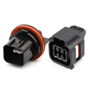 6-pin Car Headlight Adapter Female Plug IP67 Waterproof Brass Contact Nylon Socket 10A Rated Current