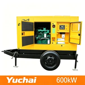 600kW 750kVA Super Silent Open Frame Trailer Mounted Diesel Generator with Yuchai Engine ATS Smartgen Controller