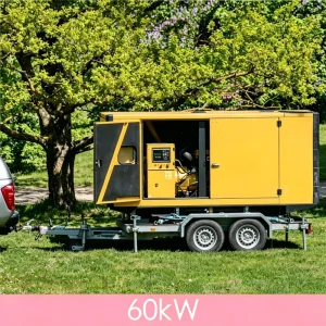 60kW 75kVA Diesel Generator, High Stability, Hospital Backup, Trailer Mounted, Super Silent