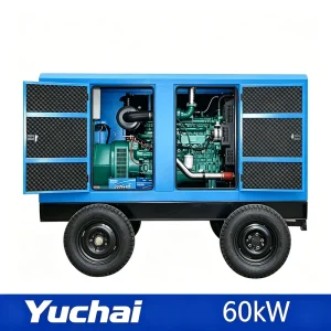 60kW 75kVA Trailer Type Low Fuel Consumption Yuchai Diesel Generator Set 3 Phase Water Cooled 50Hz 60Hz for Construction Site