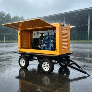 60kW 75kVA Weatherproof Trailer Diesel Generator Set Mobile Rainproof Canopy Genset for Construction Mining Farm with ATS