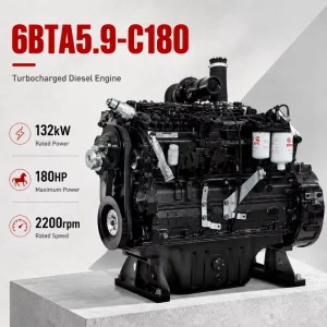 6BTA5.9-C180 Diesel Engine 132kW 180HP 2200rpm Turbocharged Industrial Engine for Excavator Bulldozer Wheel Loader