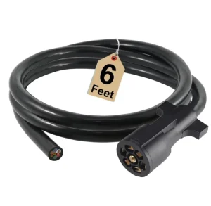 7 Way Trailer Cord 7 Pin Trailer Plug Cord Wire Harness Double Prongs Connector 6 Feet for Camper Blade Molded RV Wire