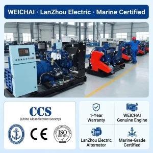 75KW 93KVA Weichai Marine Diesel Generator Water Cooled for Fishing Vessel Cargo Ship Ferry Offshore Platform