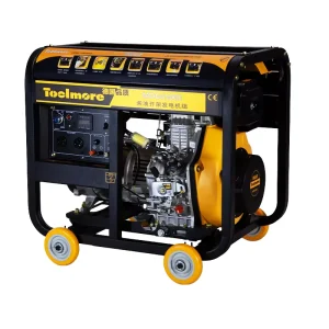 7KW 4 Stroke Diesel Generator 380V 50Hz Open Frame ATS Remote Control Portable Air Cooled Recoil Start Wheel Handle for Home Use