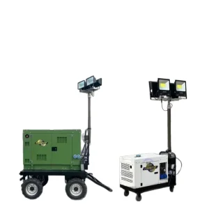 7kW 220V Trailer Mounted Lighting Tower Silent Diesel Generator Flood Rescue Emergency Mobile Work Light