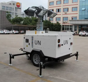 7m 9m Tower Light 4x400W LED Trailer Mounted High Mast Lights for Roadworks Mining Events and Working Light