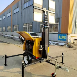 7m Diesel Generator Light Tower 4x400W LED Mobile Trailer Mounted Lighting Tower for Mining Work